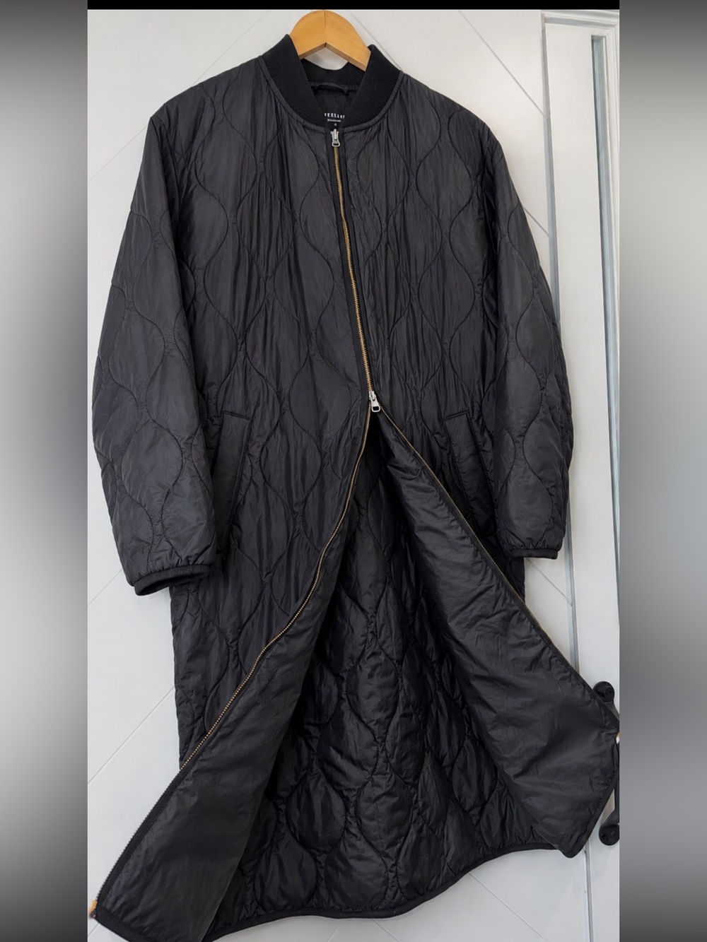 NWOT Everlane The ReNew Long Liner charcoal Black jacket coat quilted Small - Picture 8 of 16